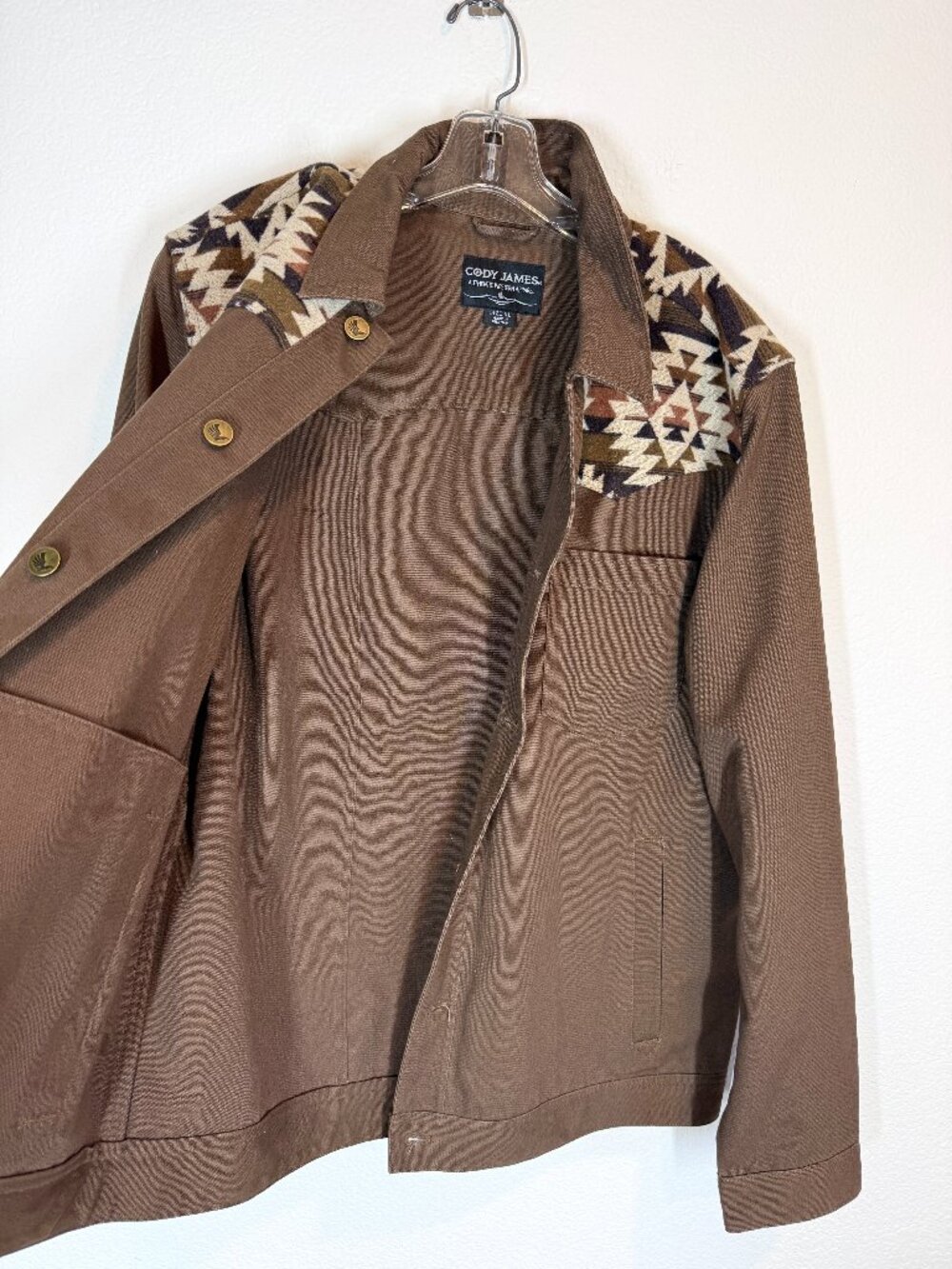 Cody James Western Jacket Brown Southwestern Canvas Chore Trucker XL - Picture 5 of 12